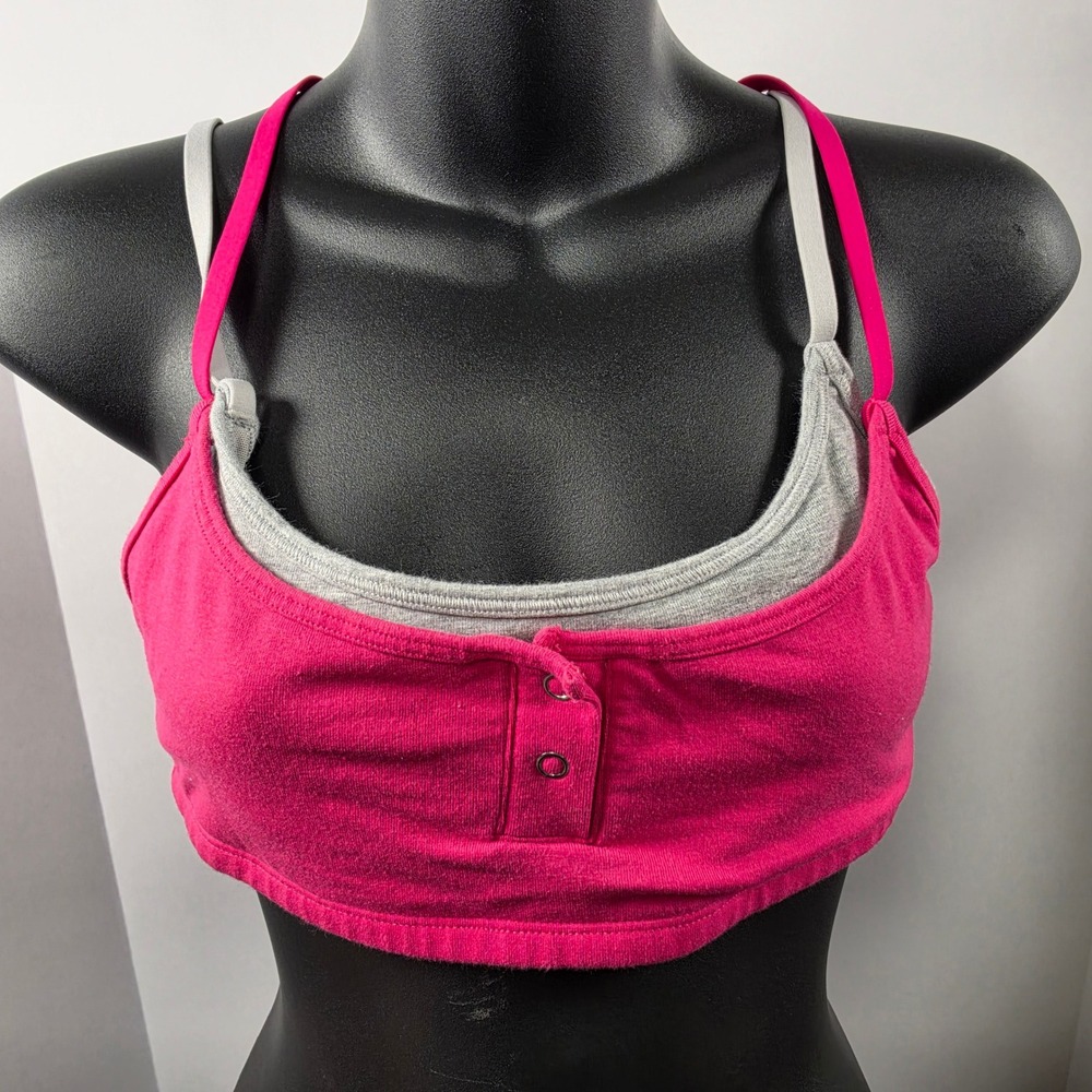 PINK Pink Bralette Women Medium Layered Henley Racerback